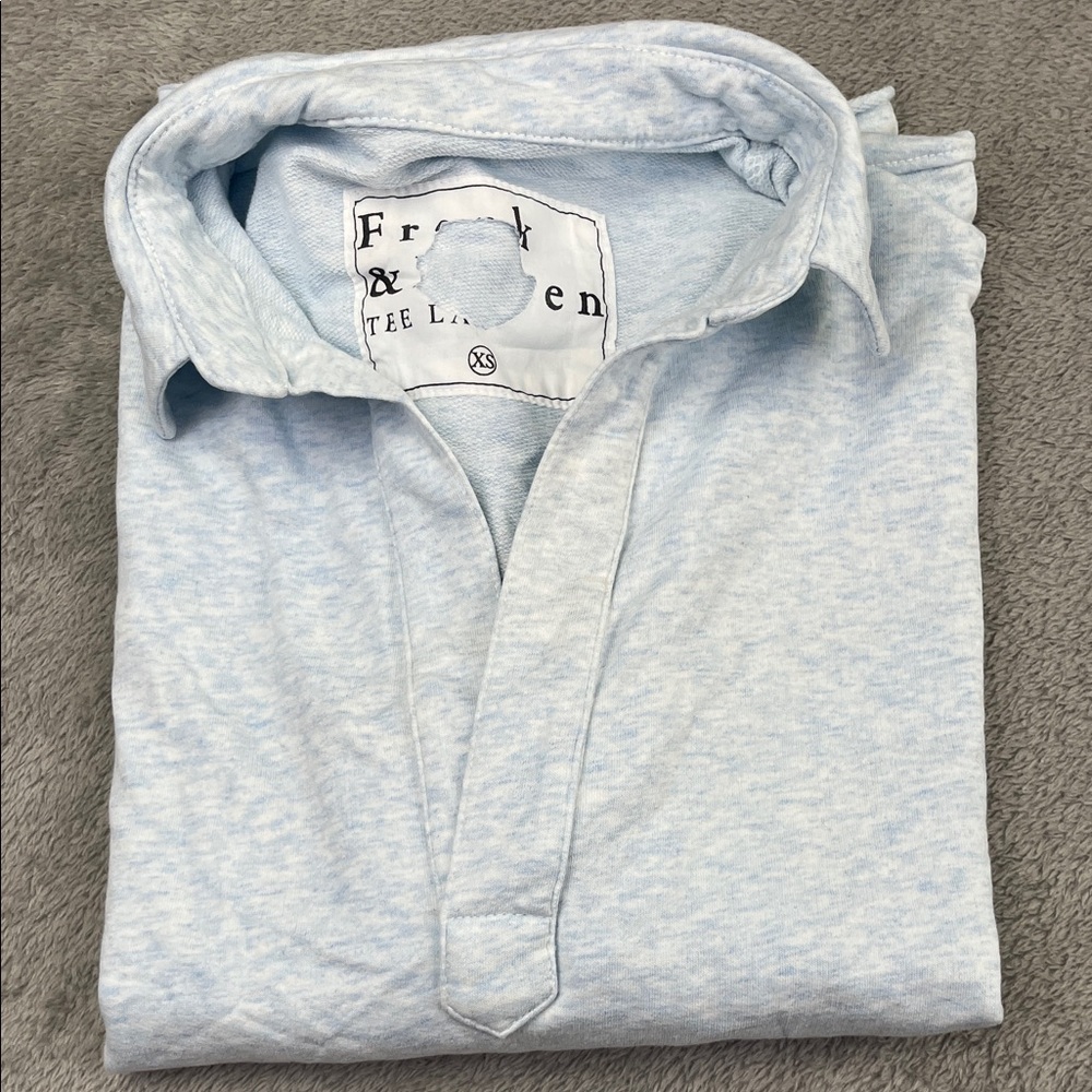 NEW Frank &‎ Eileen XS Tee Lab Cotton Spandex Soft Blue Long Sleeve Popover Top